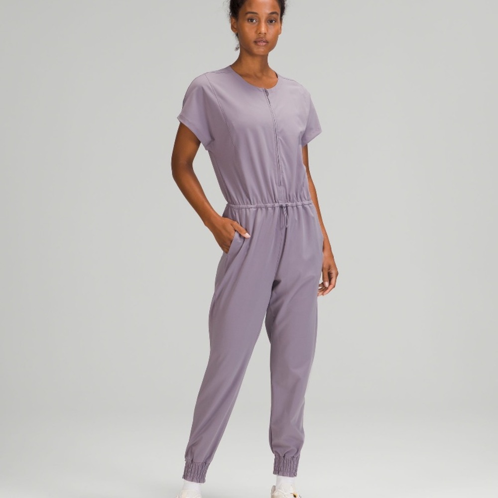 Lululemon Stretch Travel Woven Jumpsuit Dusky Lavender BNWT Size 14